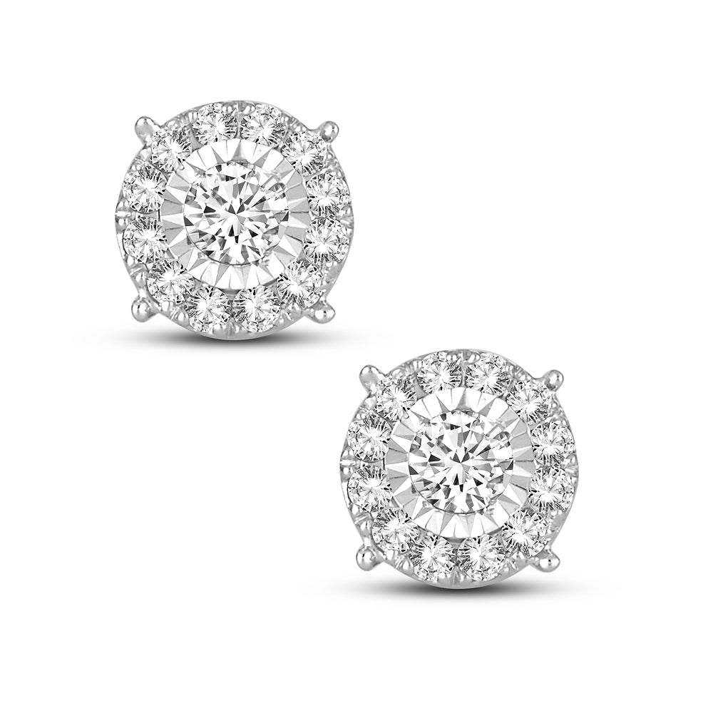 14K White Gold Dazzling 0.75Ct Diamond Earring