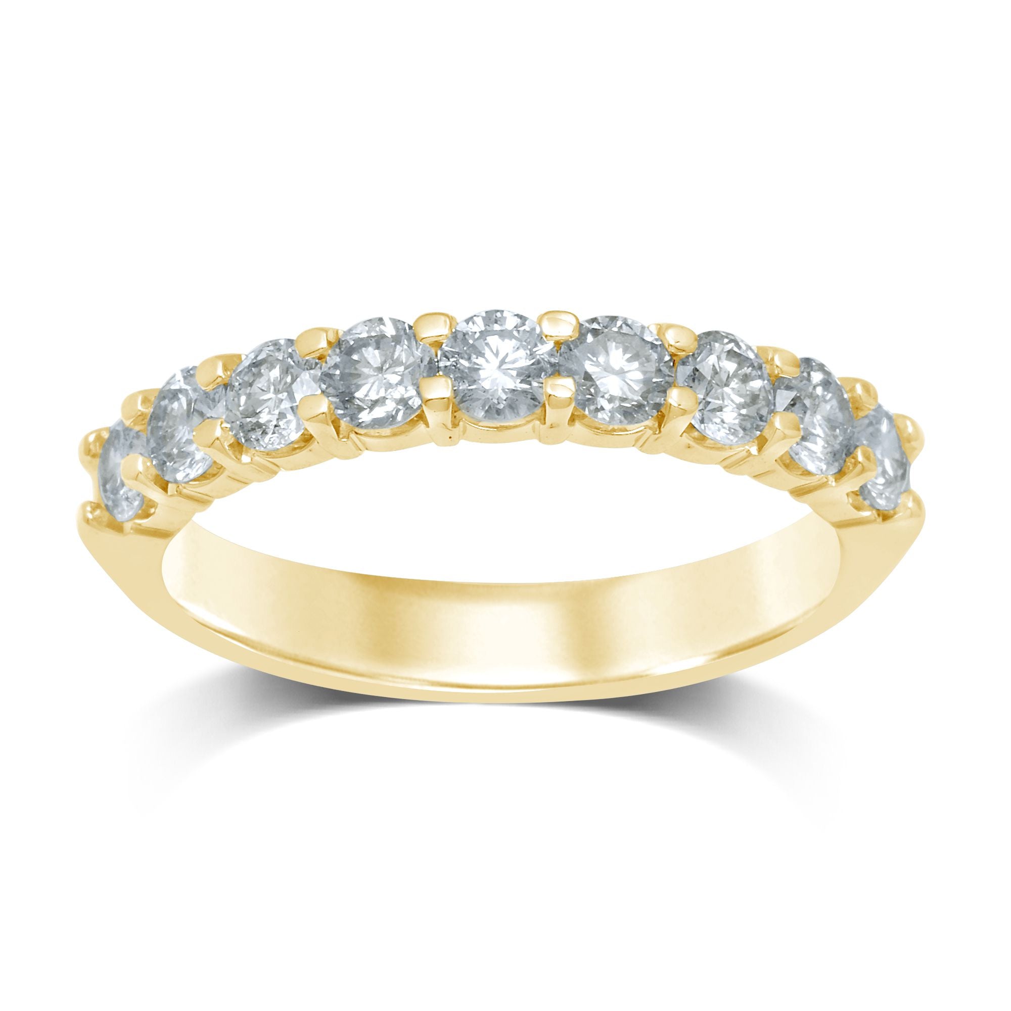 14K Yellow Gold Dazzling 0.90Ct Diamond Ladies Band (9 Diamond Stones)