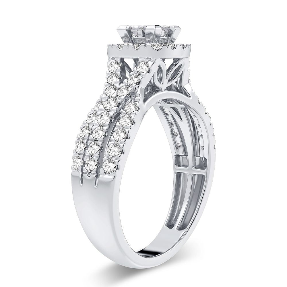 14K White Gold Exquisite 1.00Ct Diamond Ring