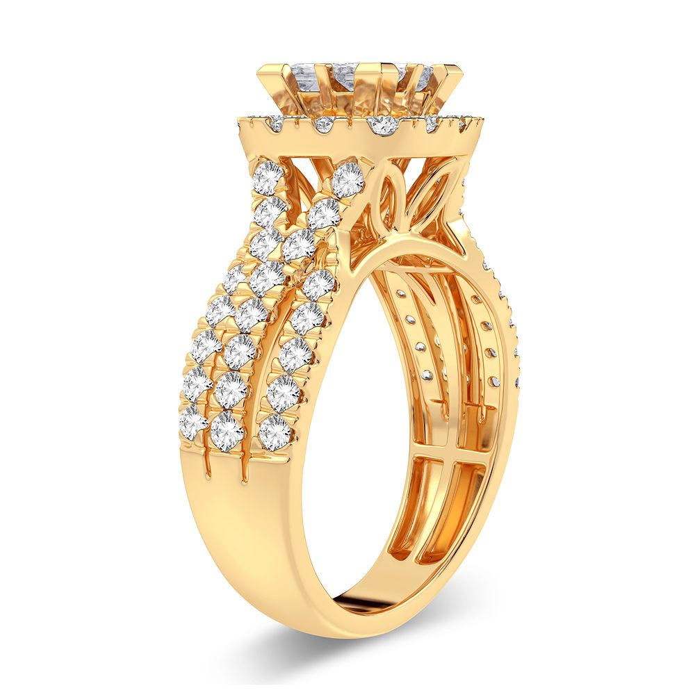 14K Yellow Gold Elegant 1.50Ct Diamond Ring