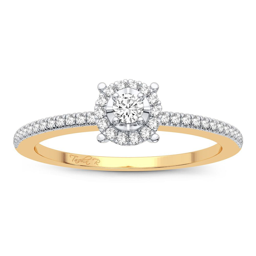 14K Yellow Gold Elegant 0.16Ct Diamond Ring