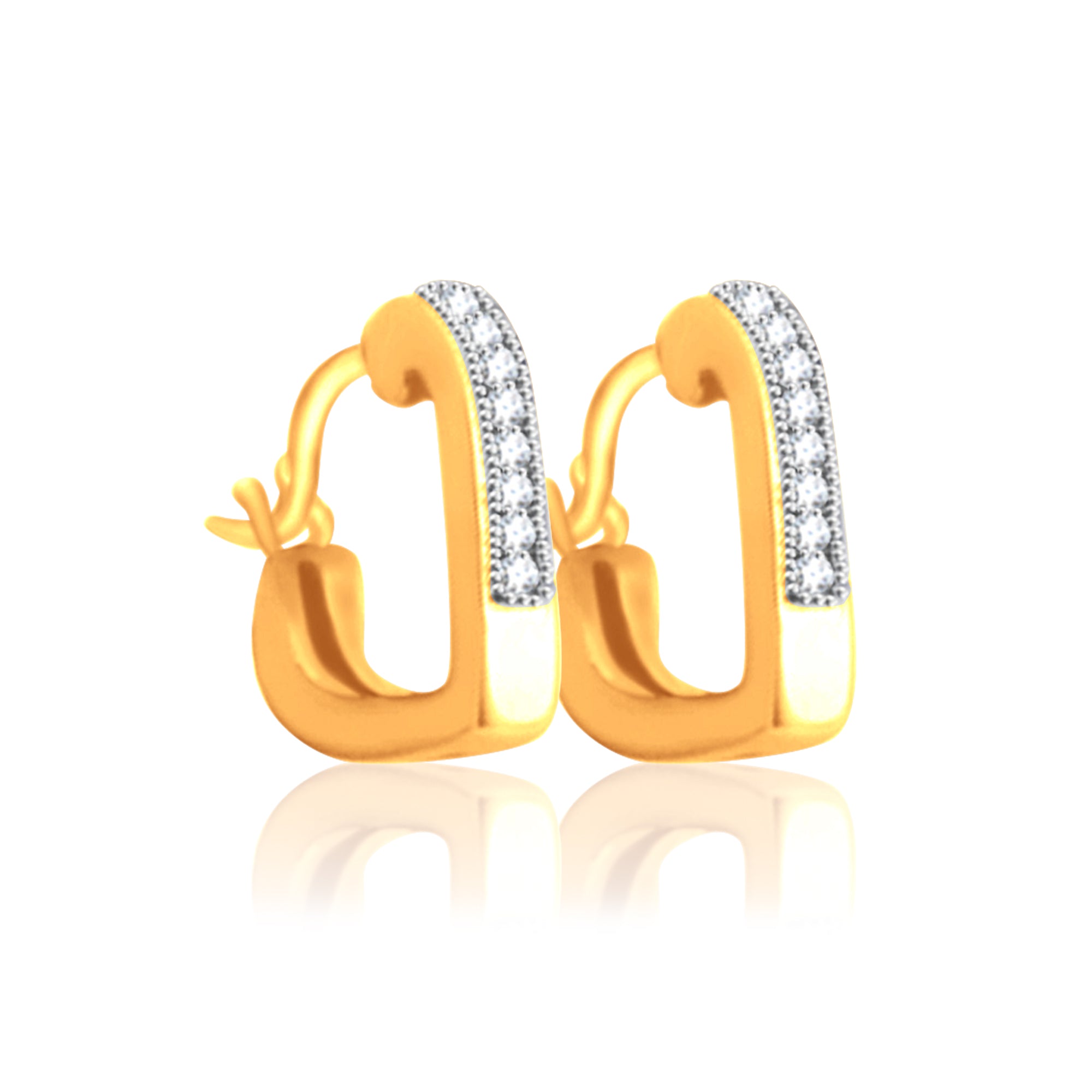 10K Yellow Yellow Gold Hoop Earring With 0.05 Ct Round Micro Pave Diamonds