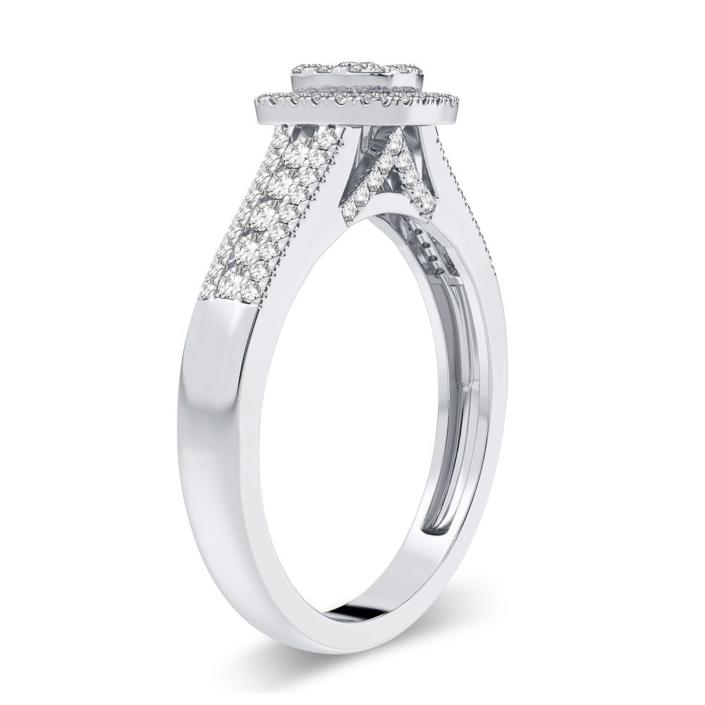 14K White Gold Exquisite 0.45Ct Diamond Ring