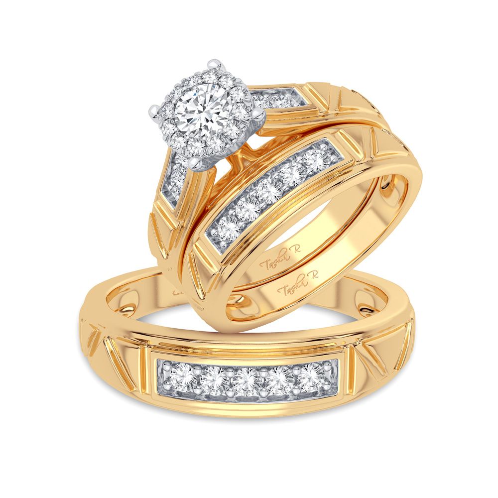 14K Yellow Gold Gorgeous 0.78Ct Diamond Trio Set