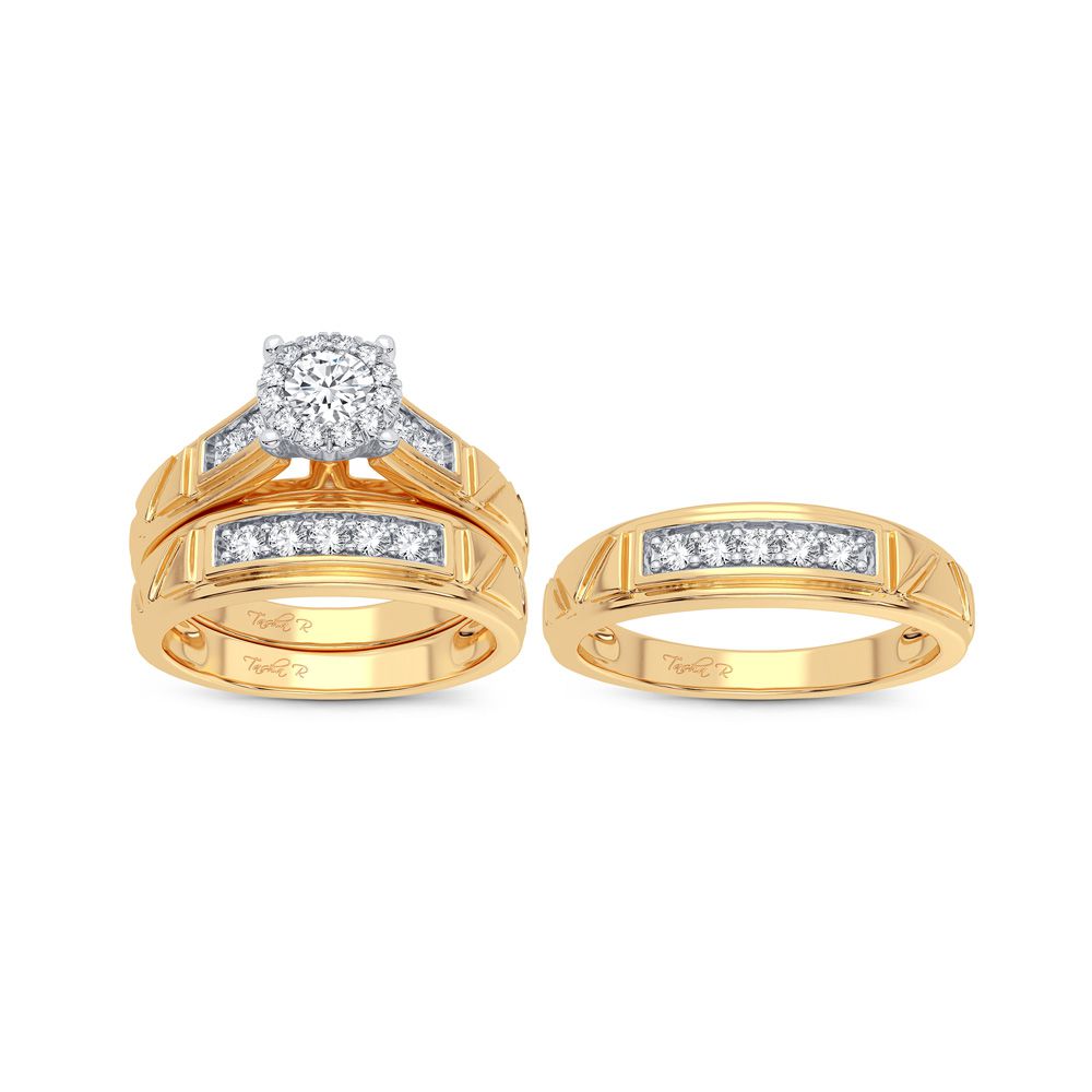 14K Yellow Gold Gorgeous 0.78Ct Diamond Trio Set