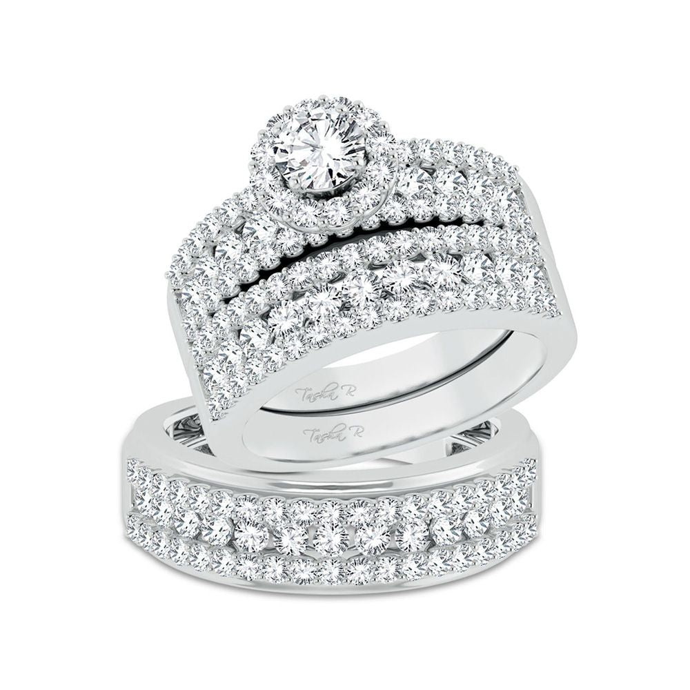 14K White Gold 3.01Ct Diamond Trio Set