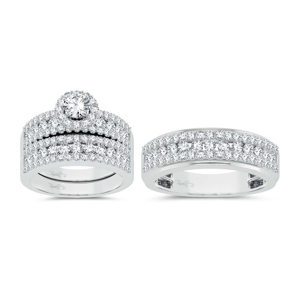 14K White Gold 3.01Ct Diamond Trio Set