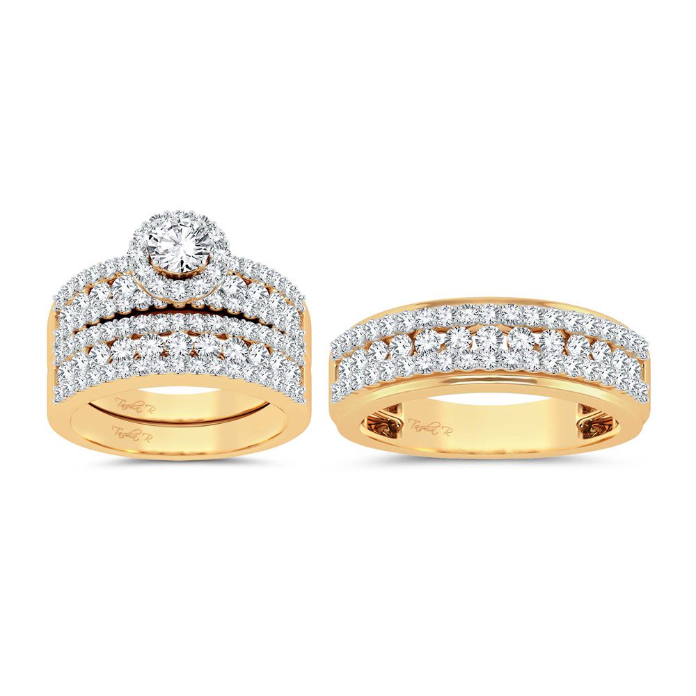 14K Yellow Gold 3.01Ct Diamond Trio Set