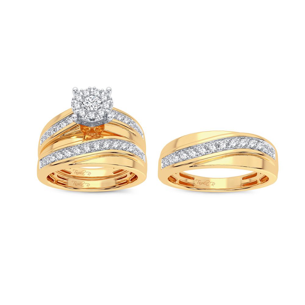 14K Yellow Gold Dazzling 1.04Ct Diamond Trio Set