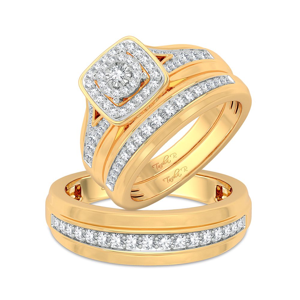 14K Yellow Gold Exquisite 0.68Ct Diamond Trio Set