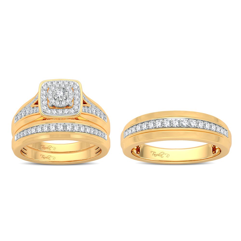 14K Yellow Gold Exquisite 0.68Ct Diamond Trio Set