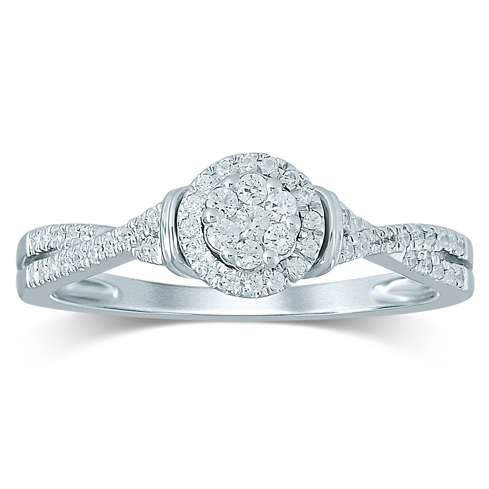 14K White Gold Dazzling 0.25Ct Diamond Ring