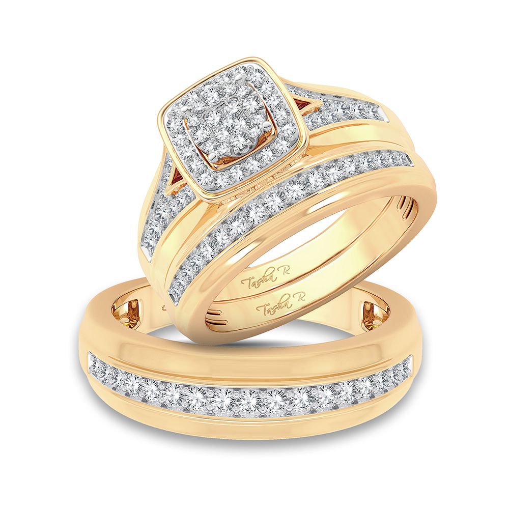 14K Yellow Gold Magnifcnet 0.70Ct Diamond Trio Set