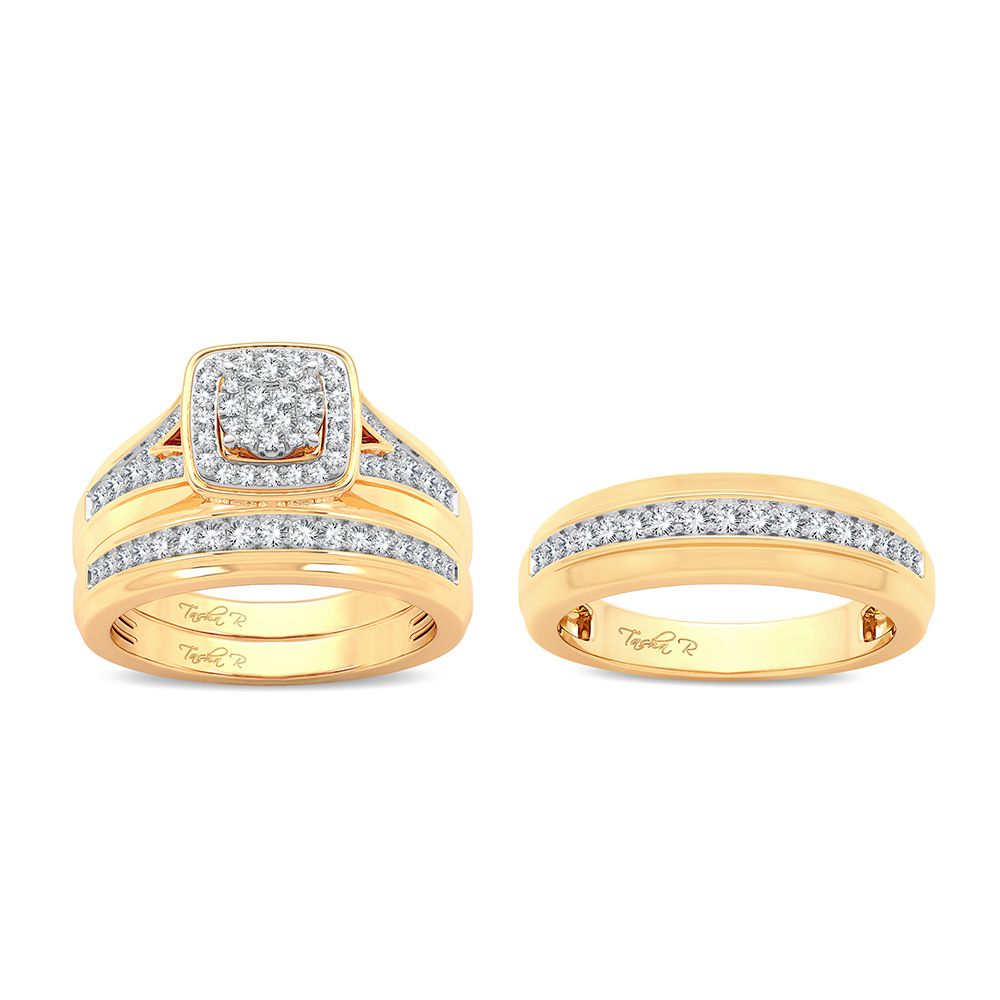 14K Yellow Gold Magnifcnet 0.70Ct Diamond Trio Set