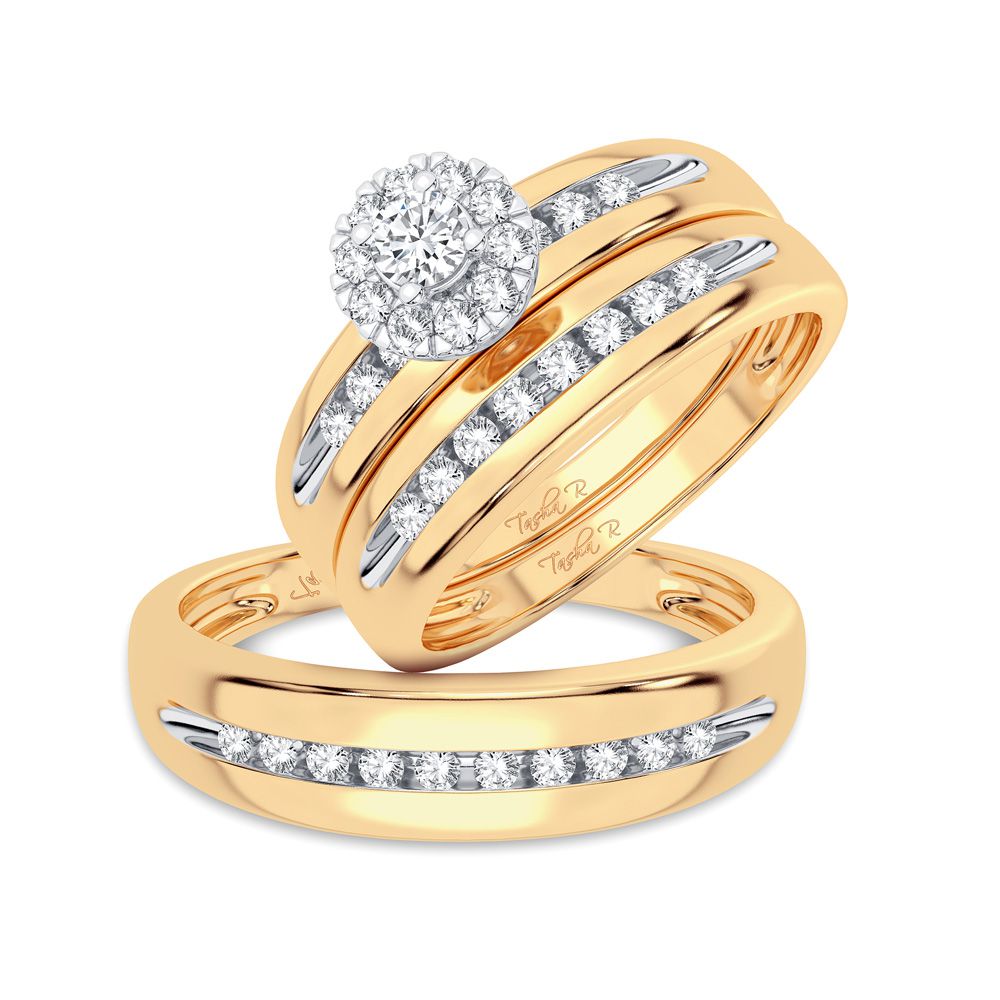 14K Yellow Gold Dazzling 0.30Ct Diamond Trio Set