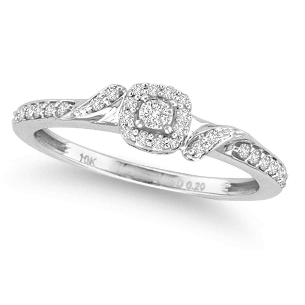 10K White Gold Beautiful 0.20Ct Diamond Ring