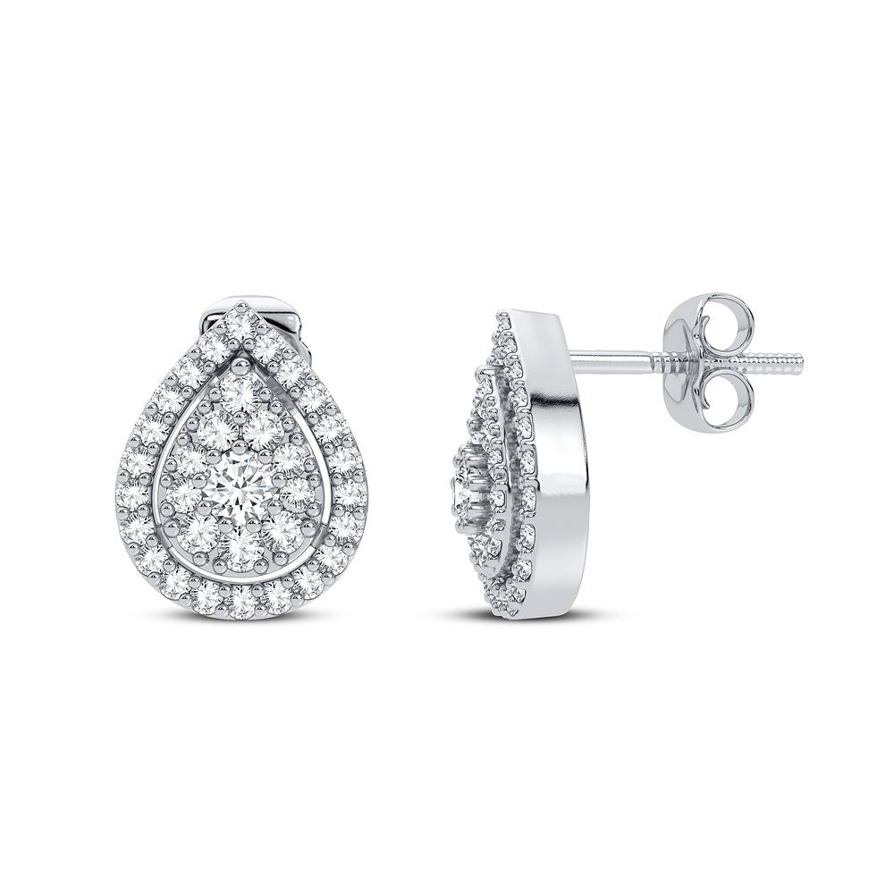 14K White Gold Elegant 0.31Ct Diamond Earring