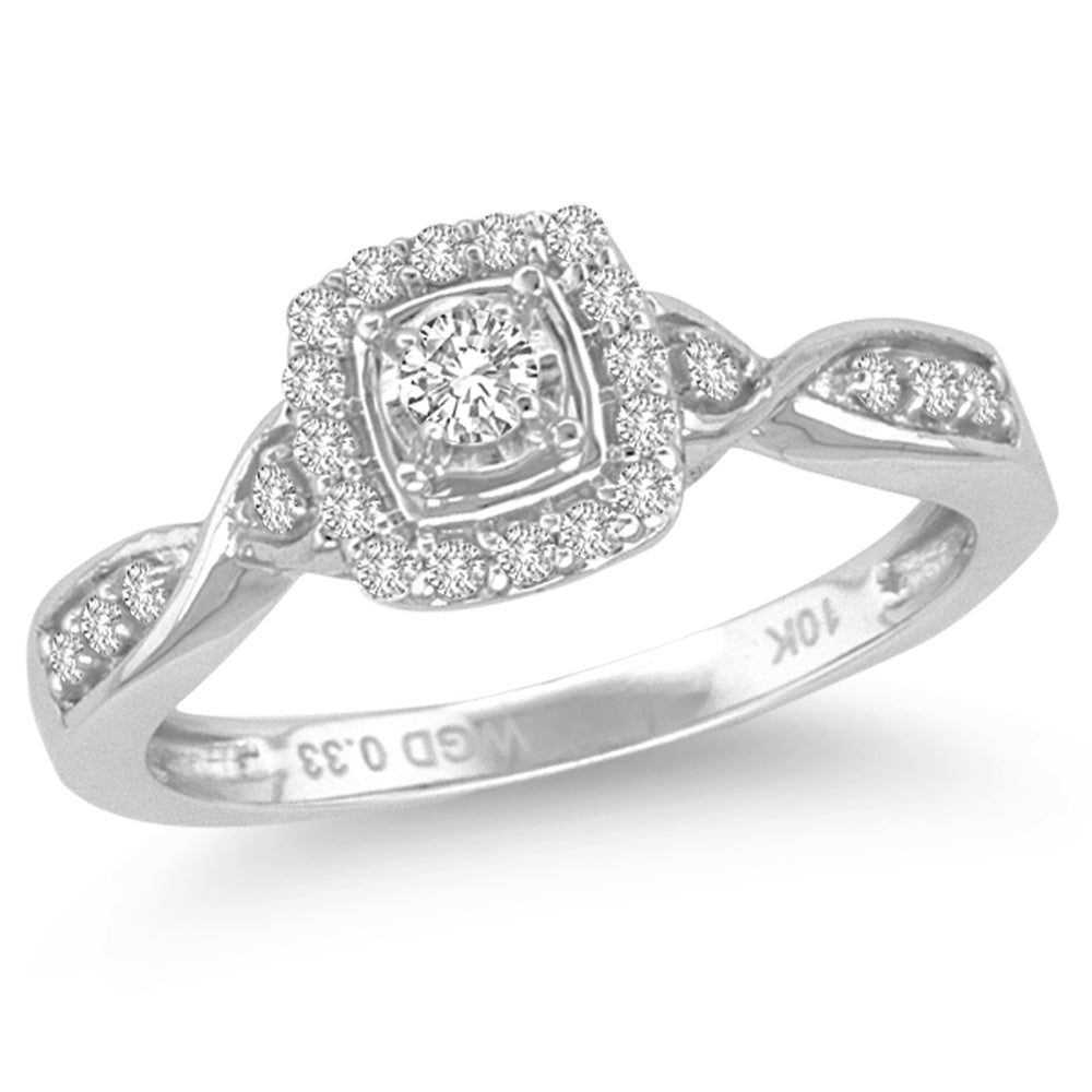 10K White Gold Beautiful 0.33Ct Diamond Ring