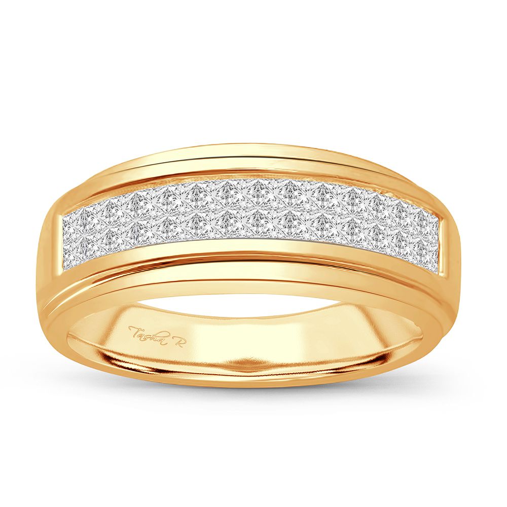 14K Yellow Gold Gorgeous 0.96Ct Diamond Mens Band