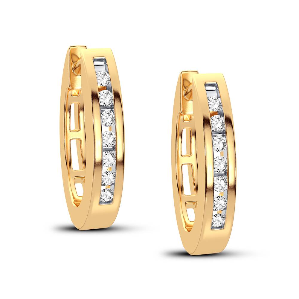 14K Yellow Gold Gorgeous 0.15Ct Diamond Earring