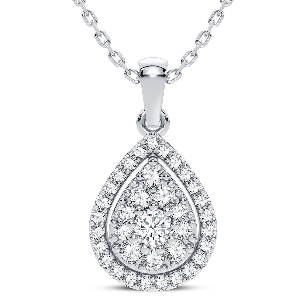 14K White Gold Elegant 0.30Ct Diamond Pendant