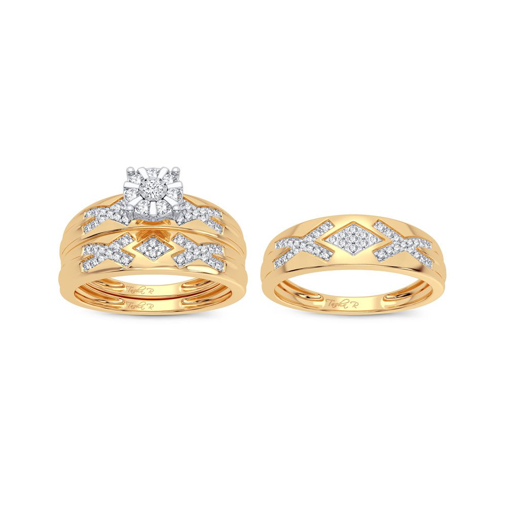 14K Yellow Gold Dazzling 0.33Ct Diamond Trio Set