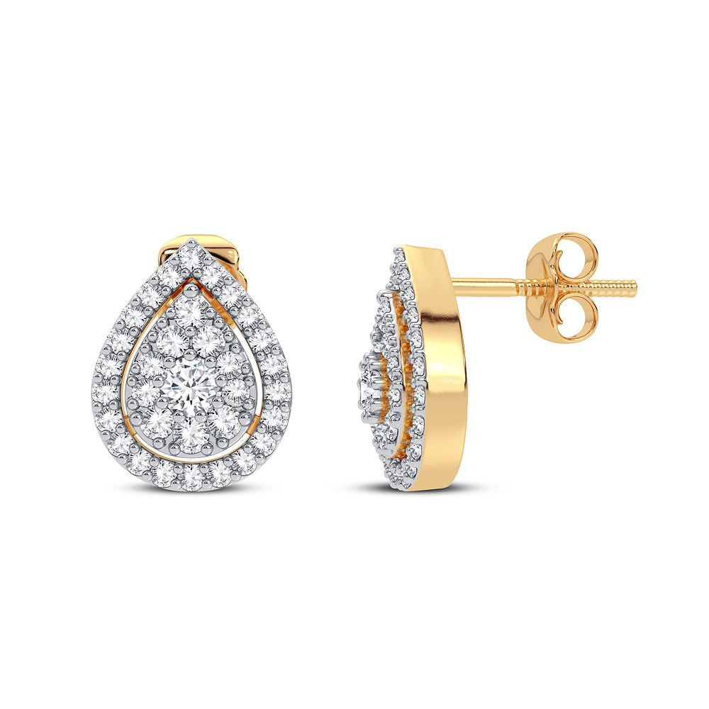 14K Yellow Gold Beautiful 0.31Ct Diamond Earring