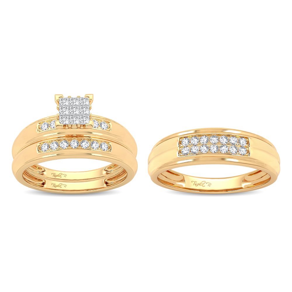 14K Yellow Gold Gorgeous 0.50Ct Diamond Trio Set