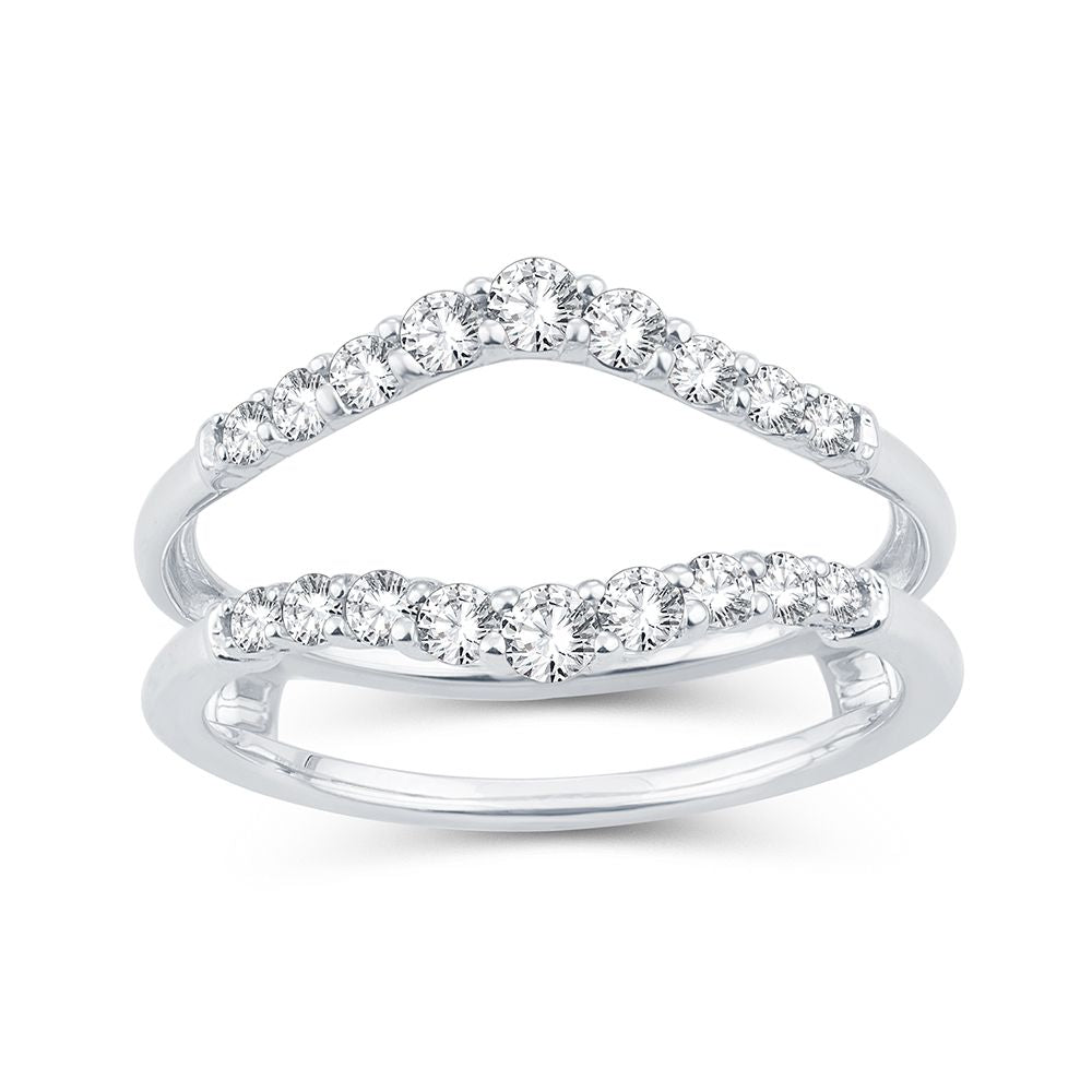 14K White Gold Elegant 0.50Ct Diamond Ring Guard