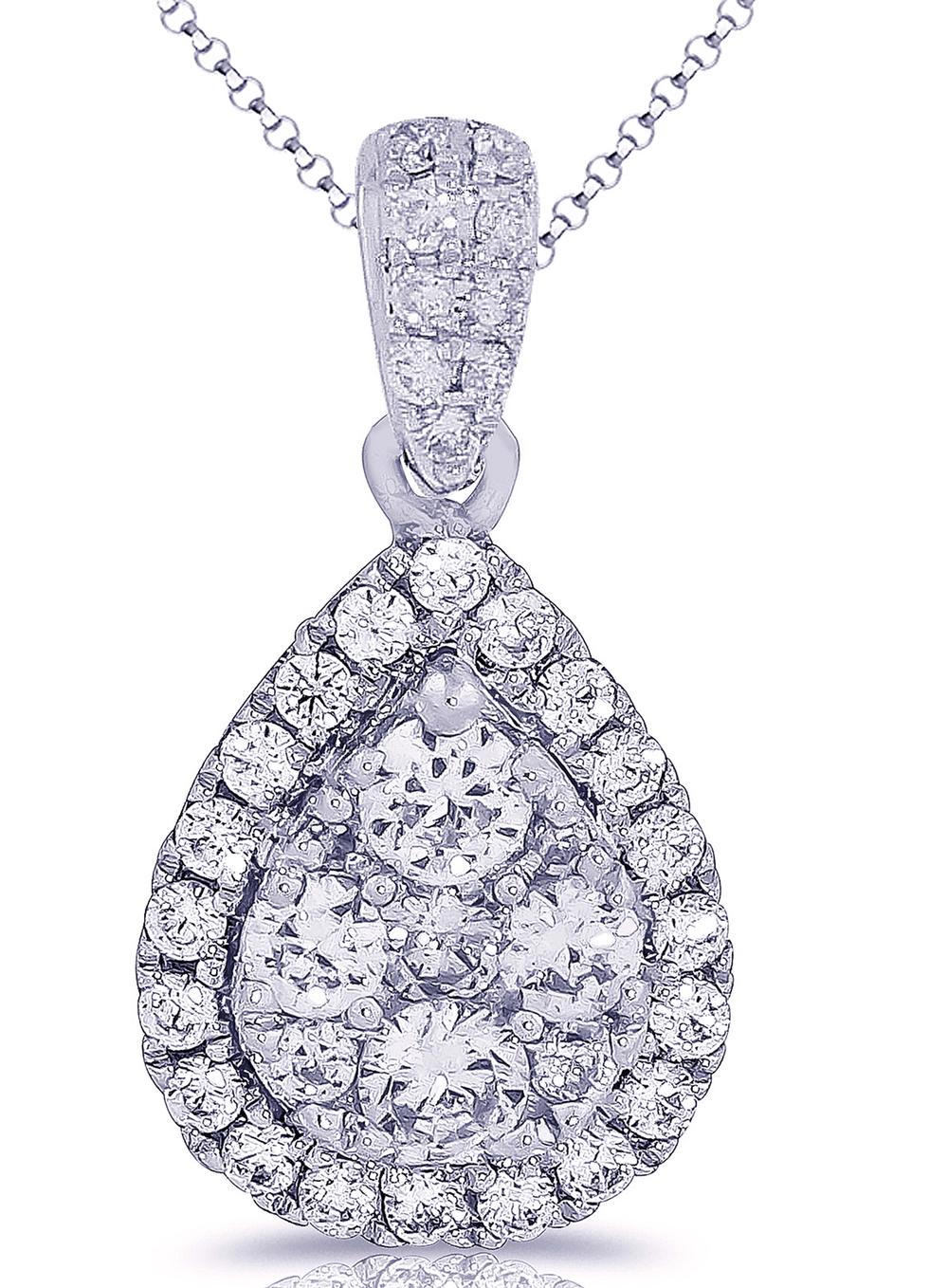 14K White Gold Elegant 0.73Ct Diamond Pendant