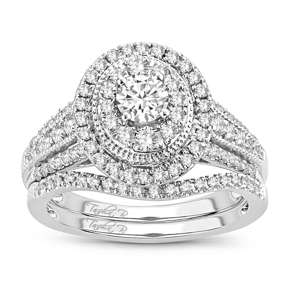 14K White Gold Elegant 1.00Ct Diamond Bridal Ring