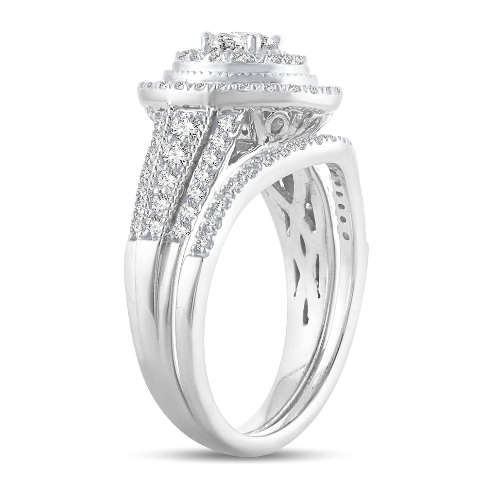 14K White Gold Elegant 1.00Ct Diamond Bridal Ring