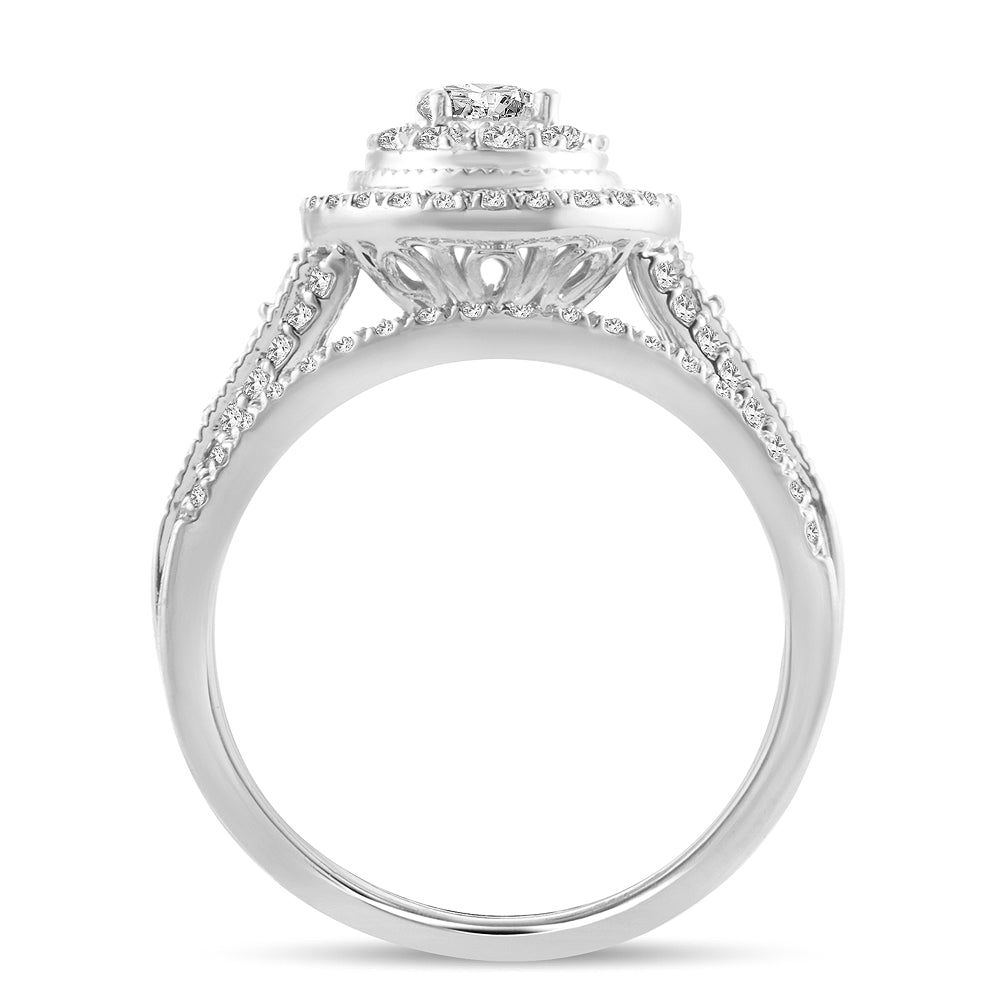 14K White Gold Elegant 1.00Ct Diamond Bridal Ring