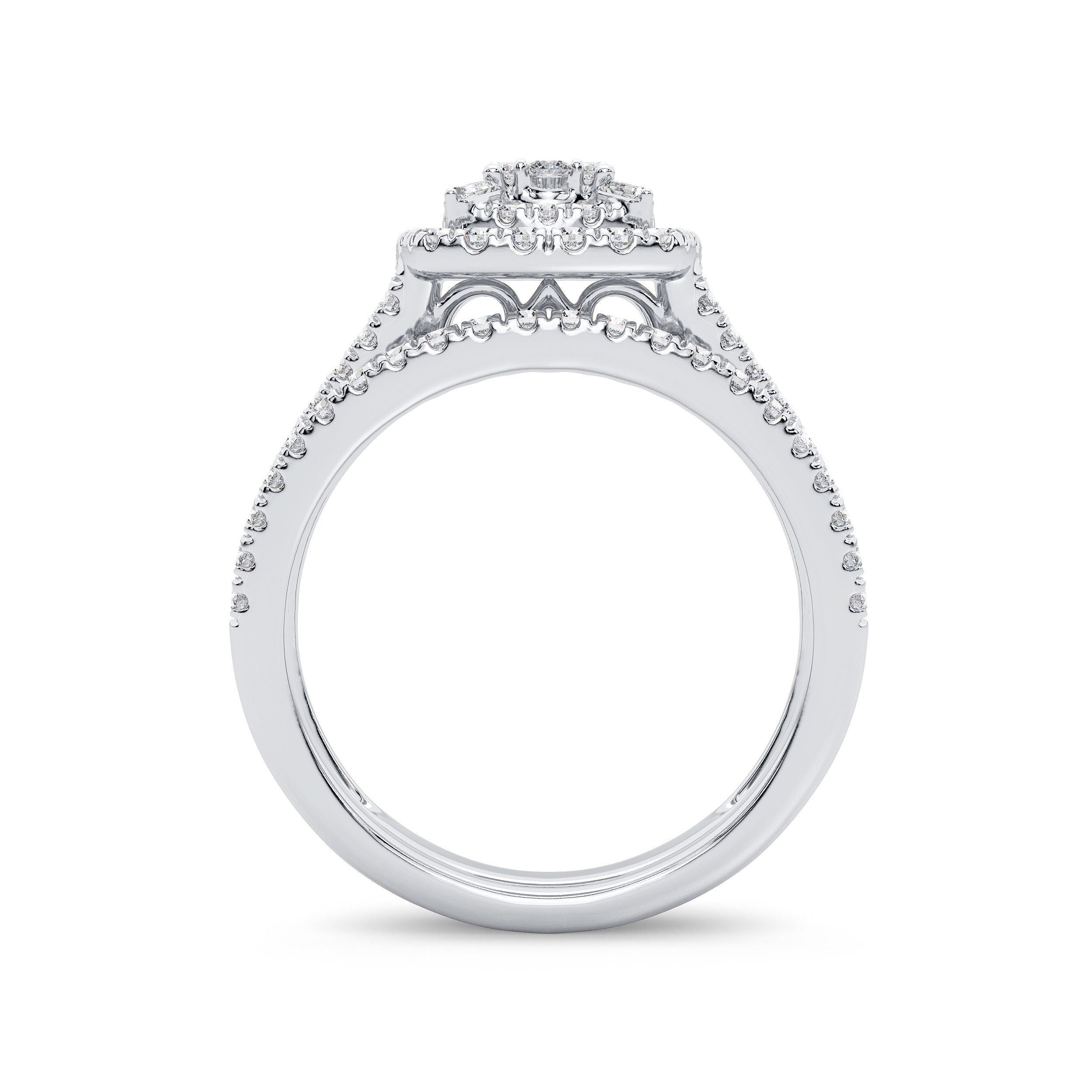 14K White Gold Exquisite 0.75Ct Diamond Bridal Ring