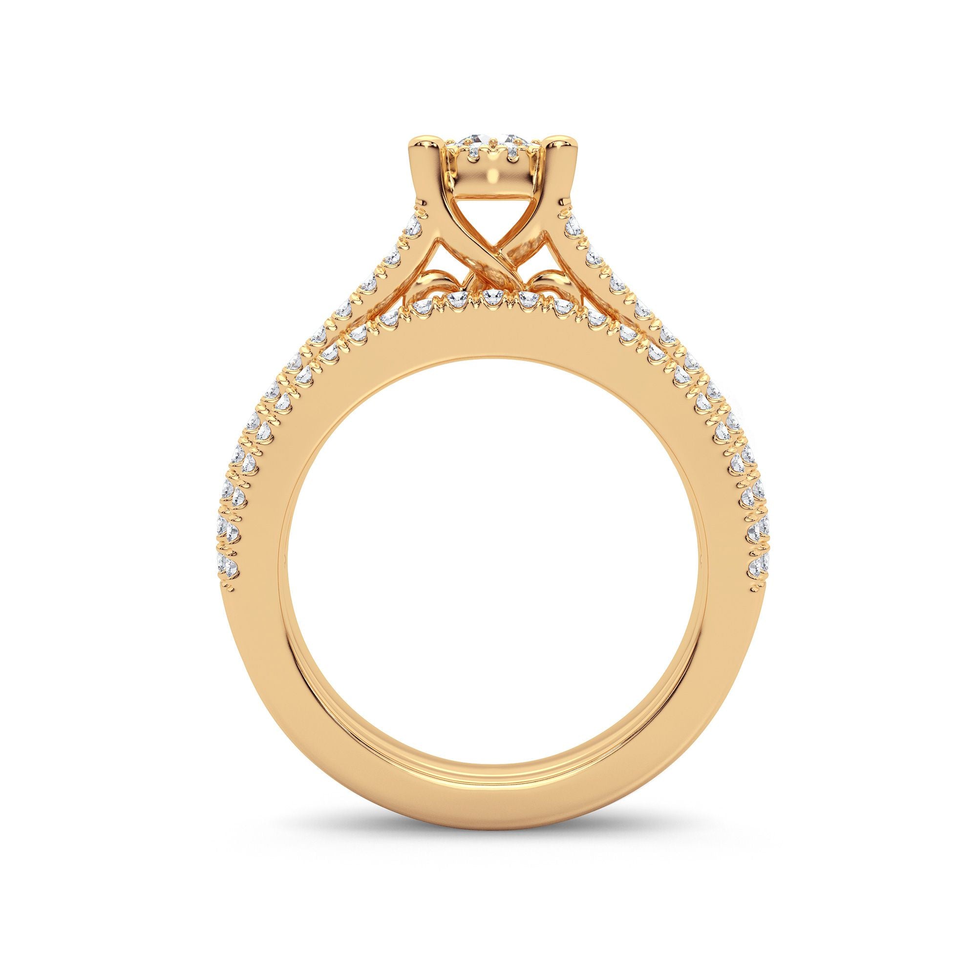 14K Yellow Gold Beautiful 0.83Ct Diamond Bridal Ring