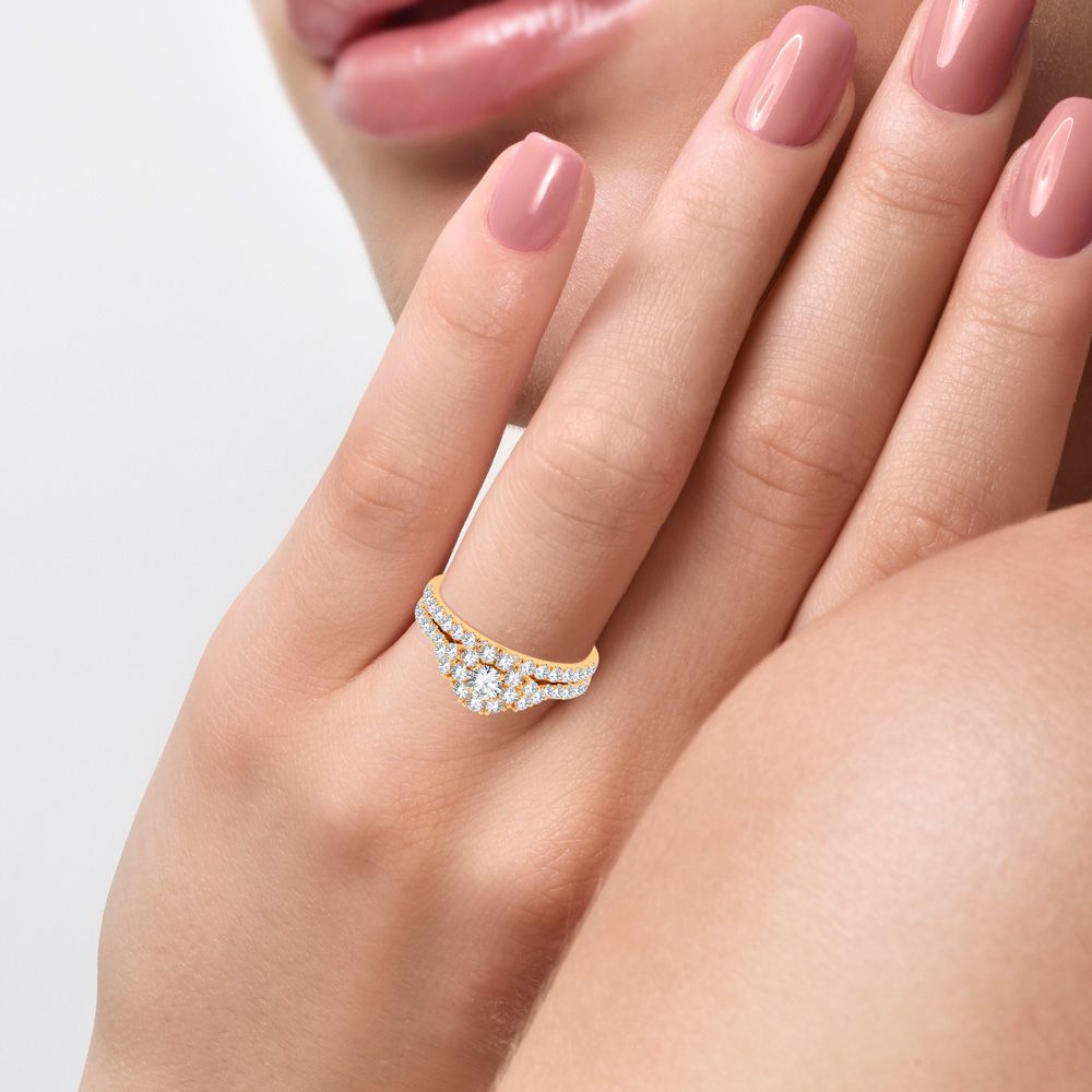 14K Yellow Gold 1.00Ct Diamond Bridal Ring