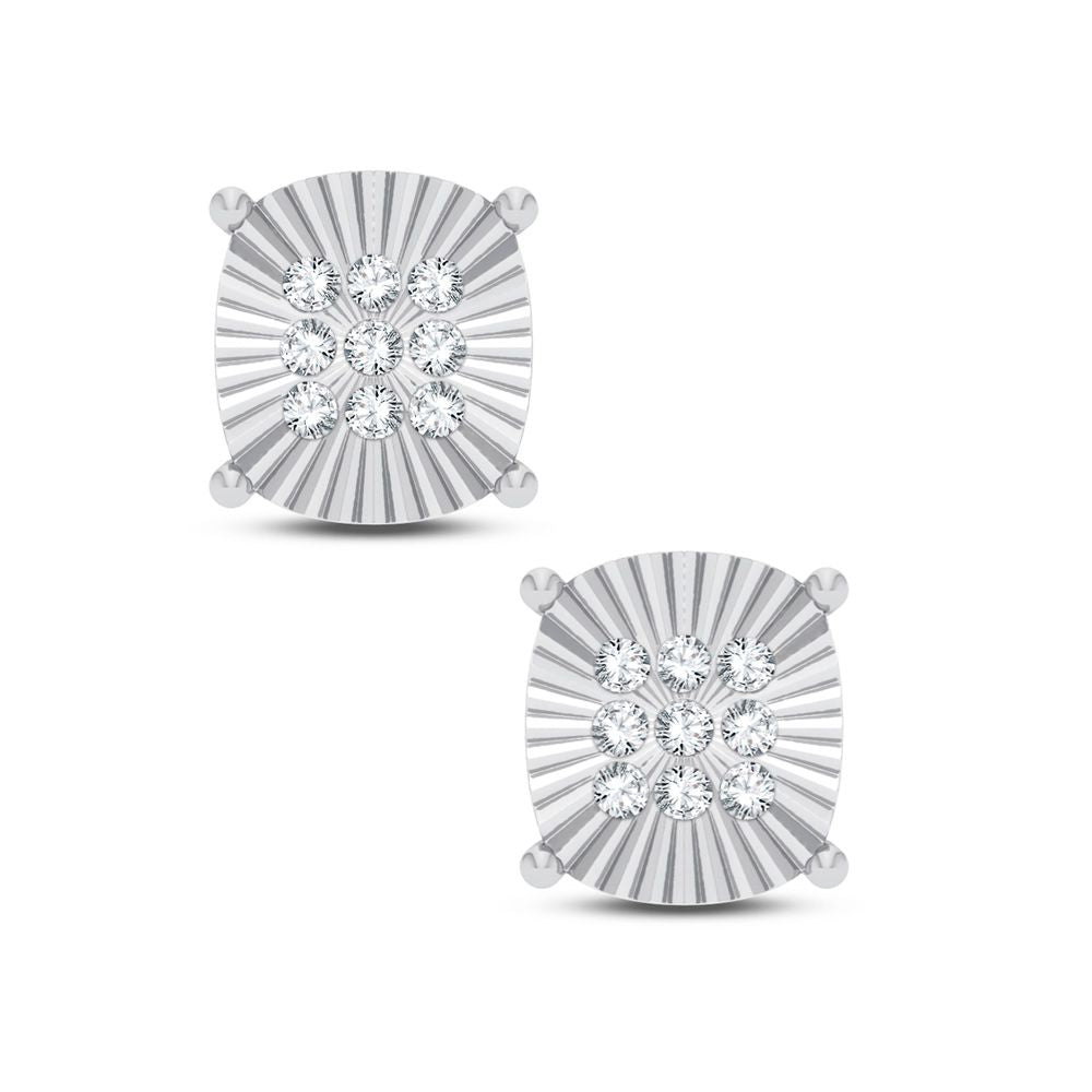 14K White Gold 0.10Ct Diamond Earring