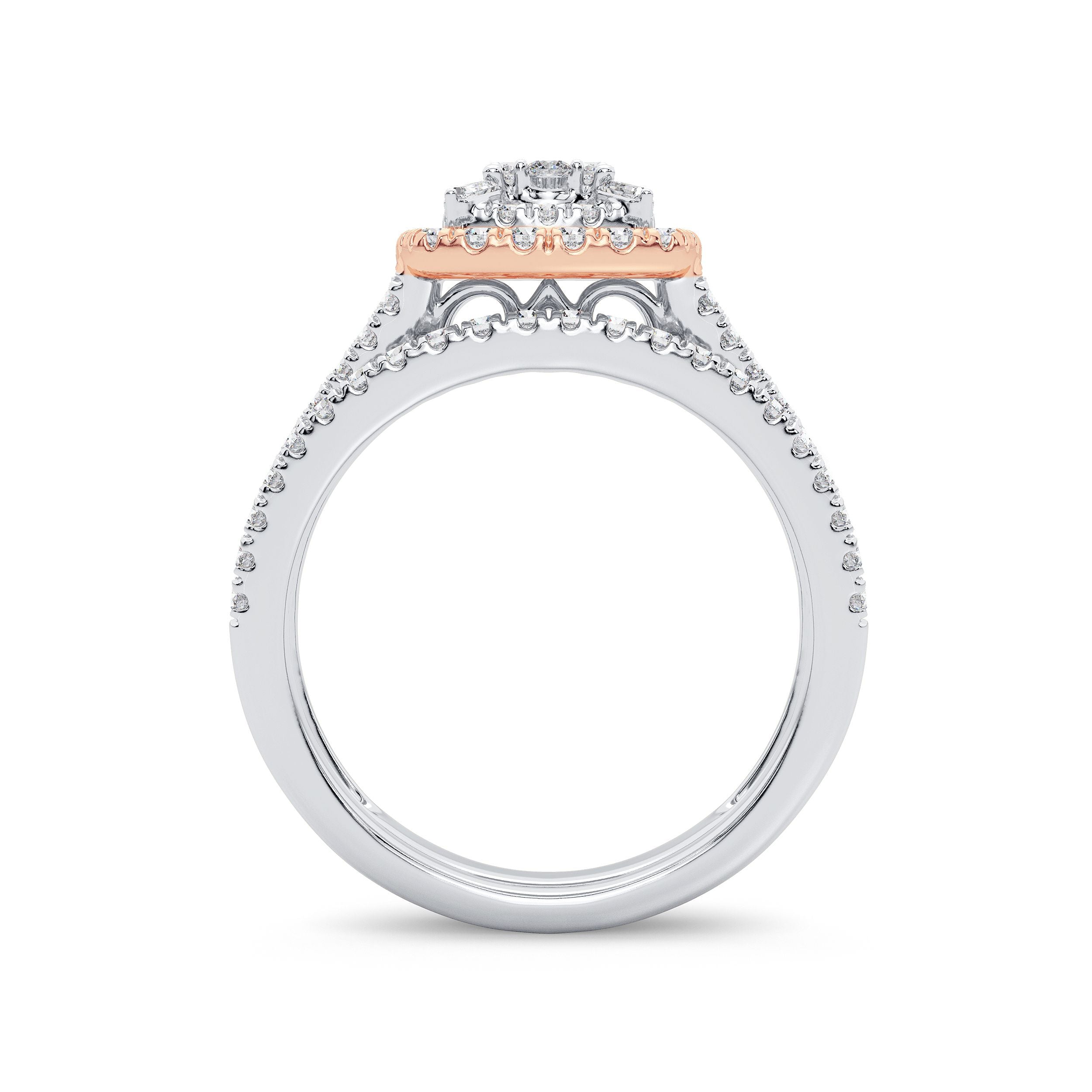 14K Rose Gold Magnifcnet 0.75Ct Diamond Bridal Ring