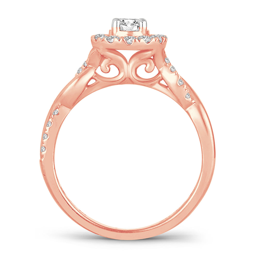 14K Rose Gold Exquisite 0.64Ct Diamond Ring