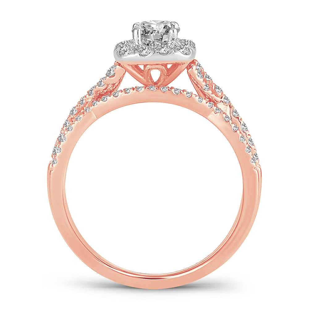 14K Rose Gold Gorgeous 1.00Ct Diamond Bridal Ring