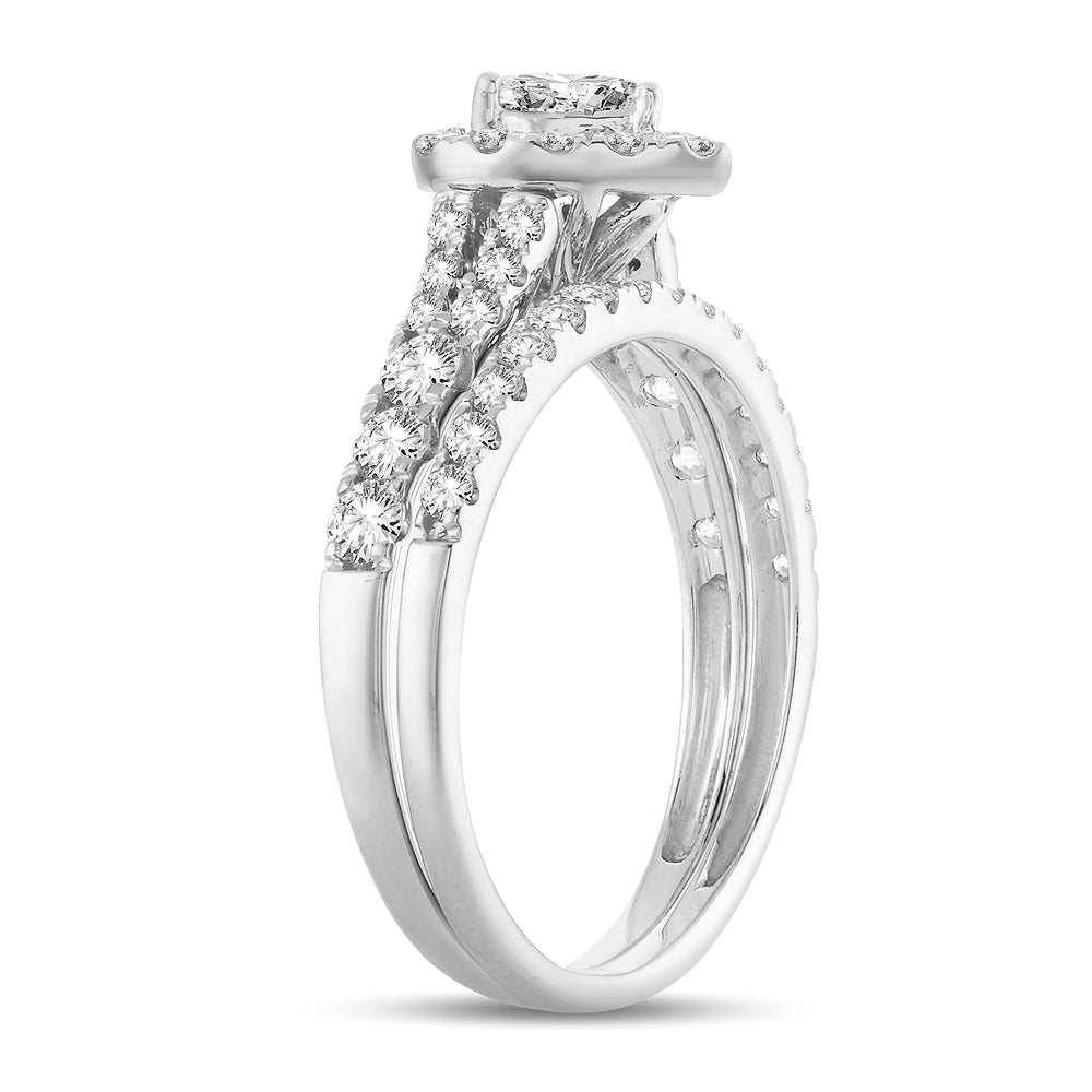 14K White Gold Magnifcnet 1.00Ct Diamond Bridal Ring