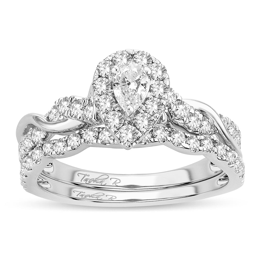 14K White Gold Dazzling 1.00Ct Fancy Cut Bridal Ring