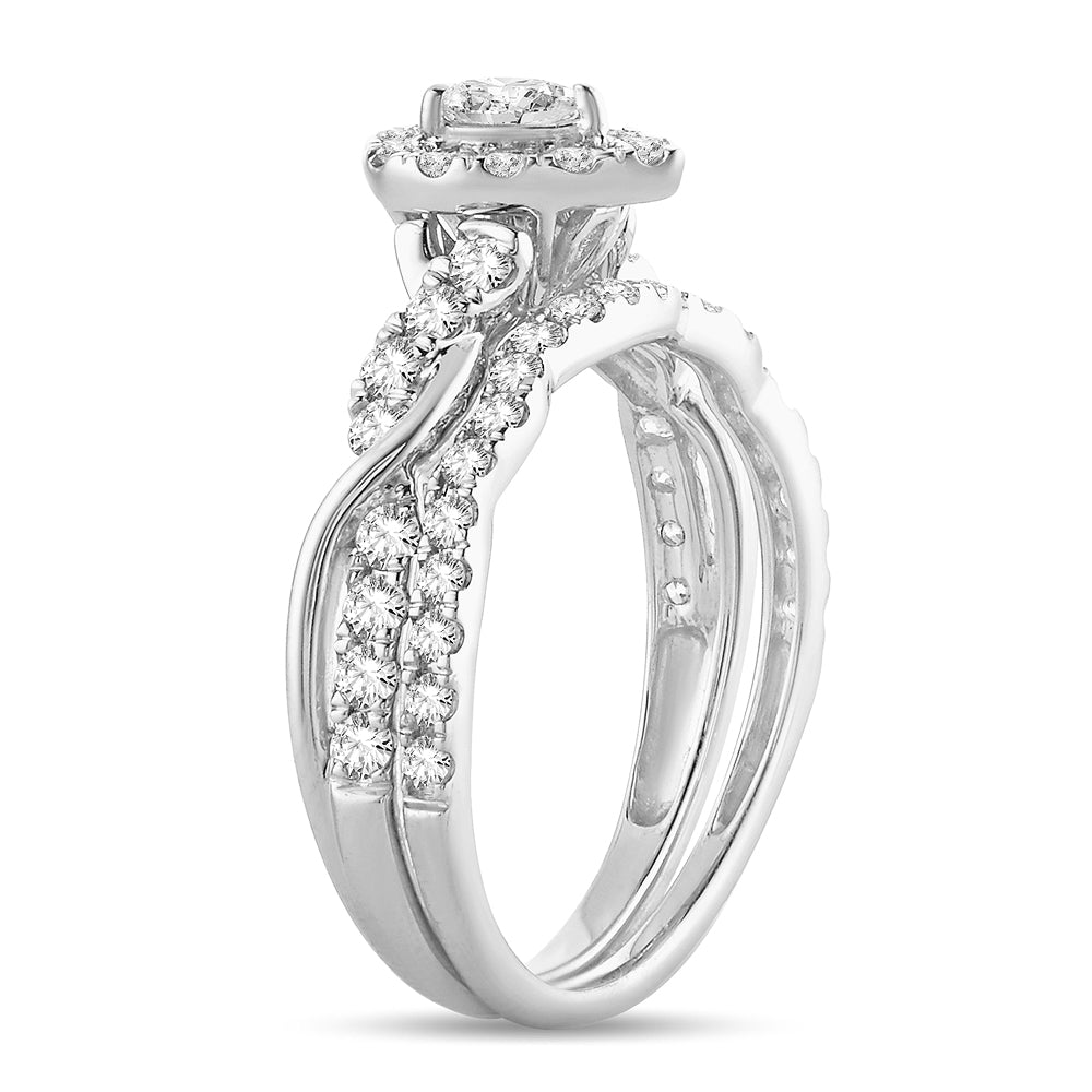 14K White Gold Dazzling 1.00Ct Fancy Cut Bridal Ring