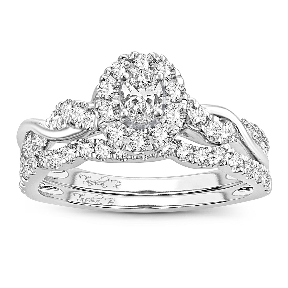 14K White Gold Exquisite 1.00Ct Fancy Cut Bridal Ring