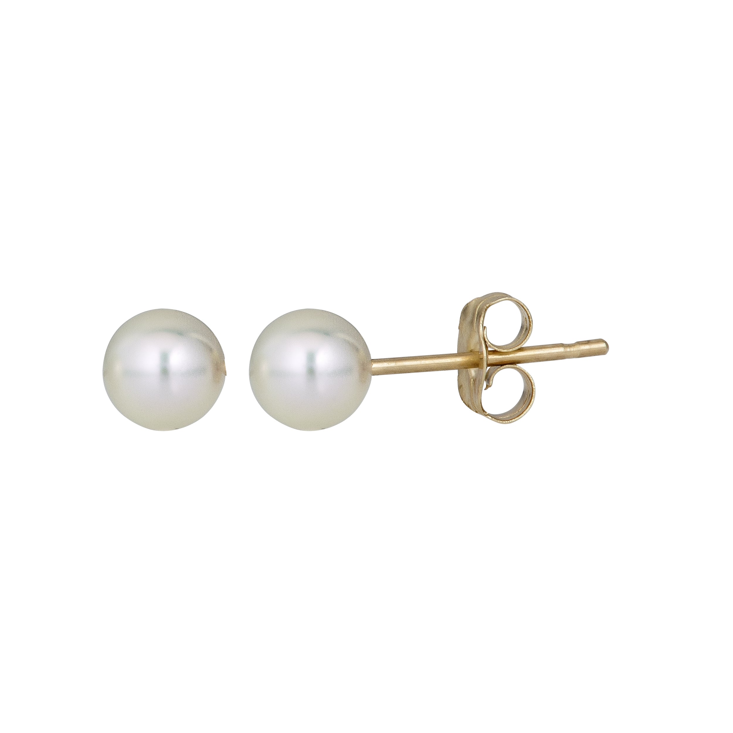 14K Yellow Gold 4MM Pearl Stud Earring