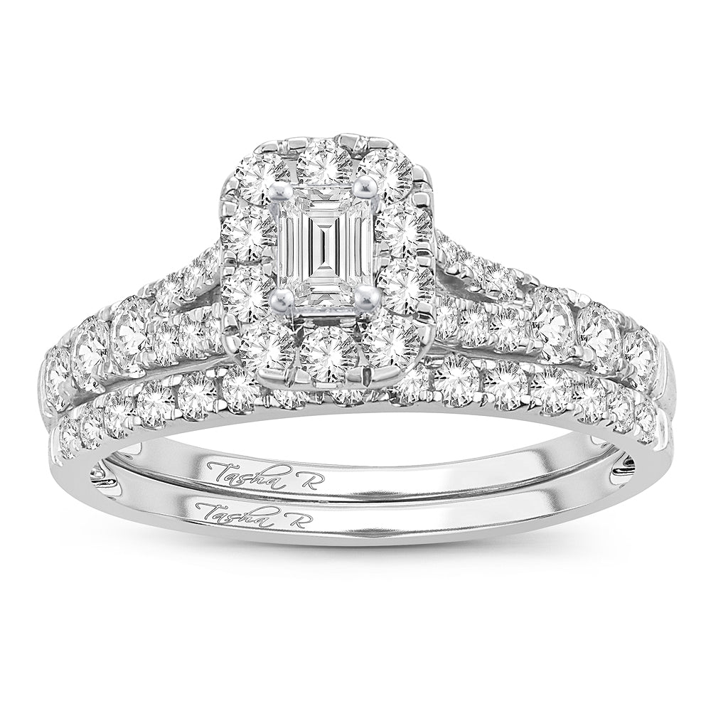 14K White Gold Magnifcnet 1.00Ct Fancy Cut Bridal Ring