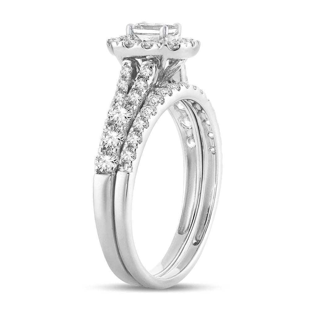 14K White Gold Magnifcnet 1.00Ct Fancy Cut Bridal Ring