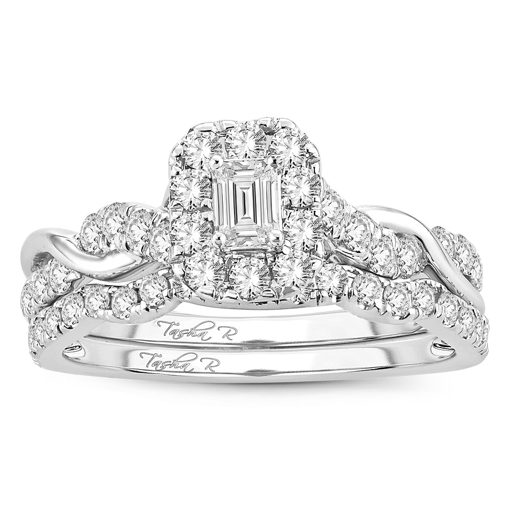 14K White Gold Dazzling 1.00Ct Fancy Cut Bridal Ring