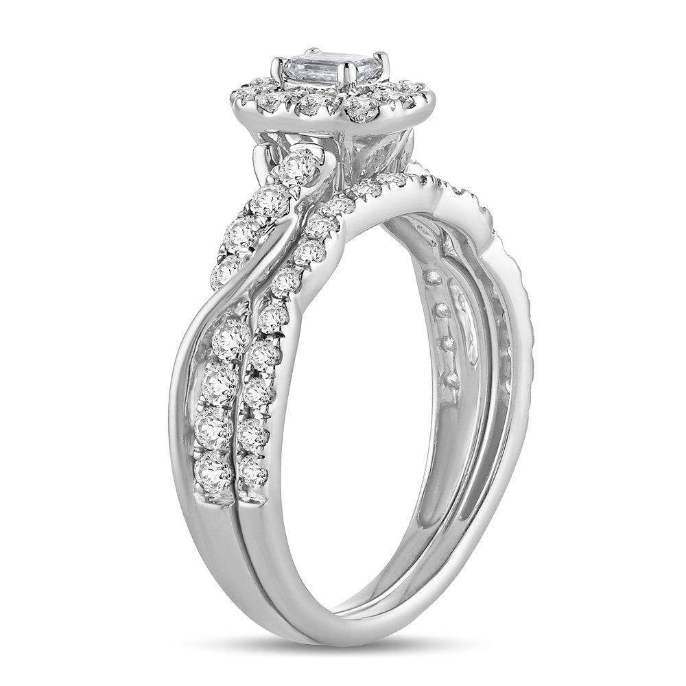 14K White Gold Dazzling 1.00Ct Fancy Cut Bridal Ring