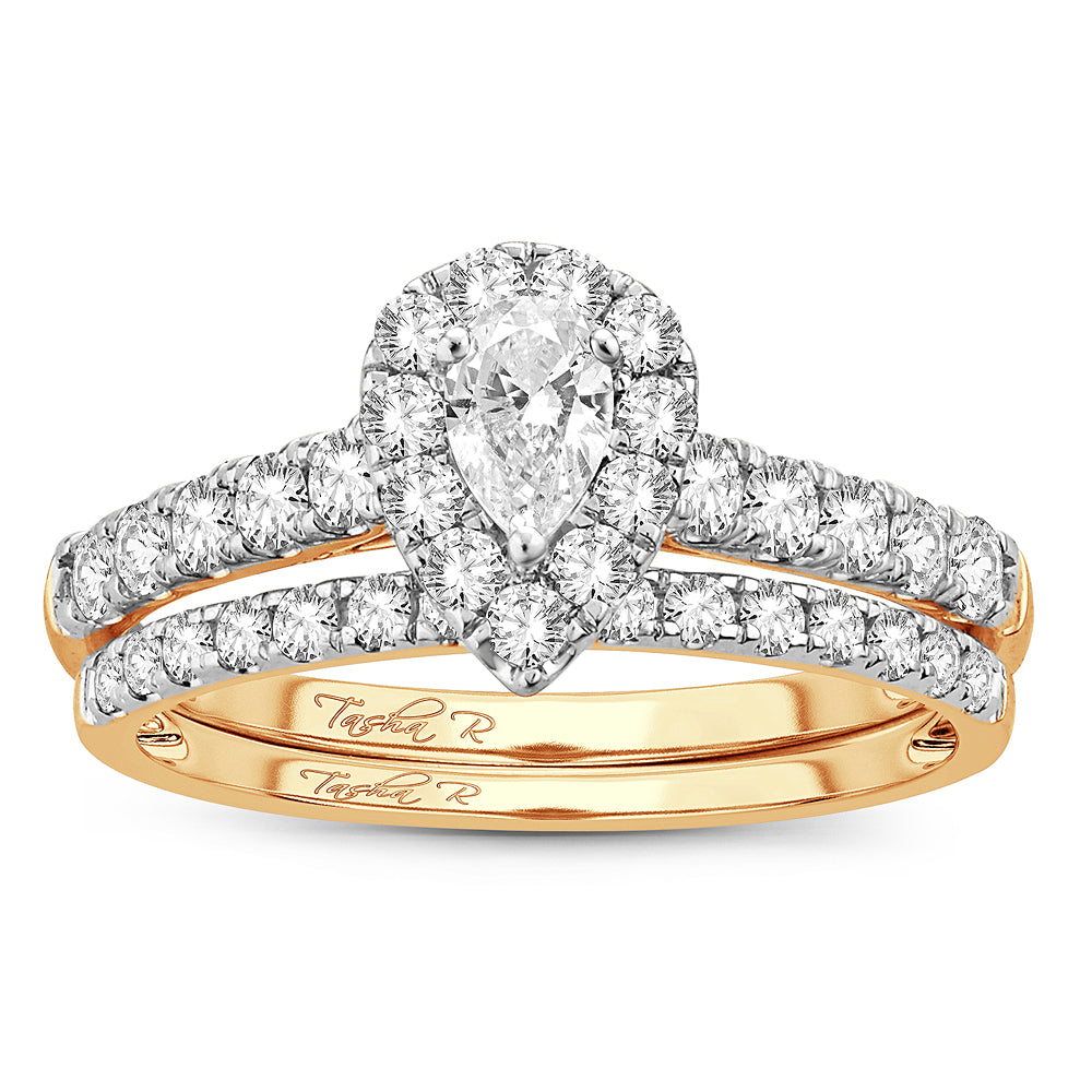 14K Yellow Gold Beautiful 1.00Ct Diamond Bridal Ring